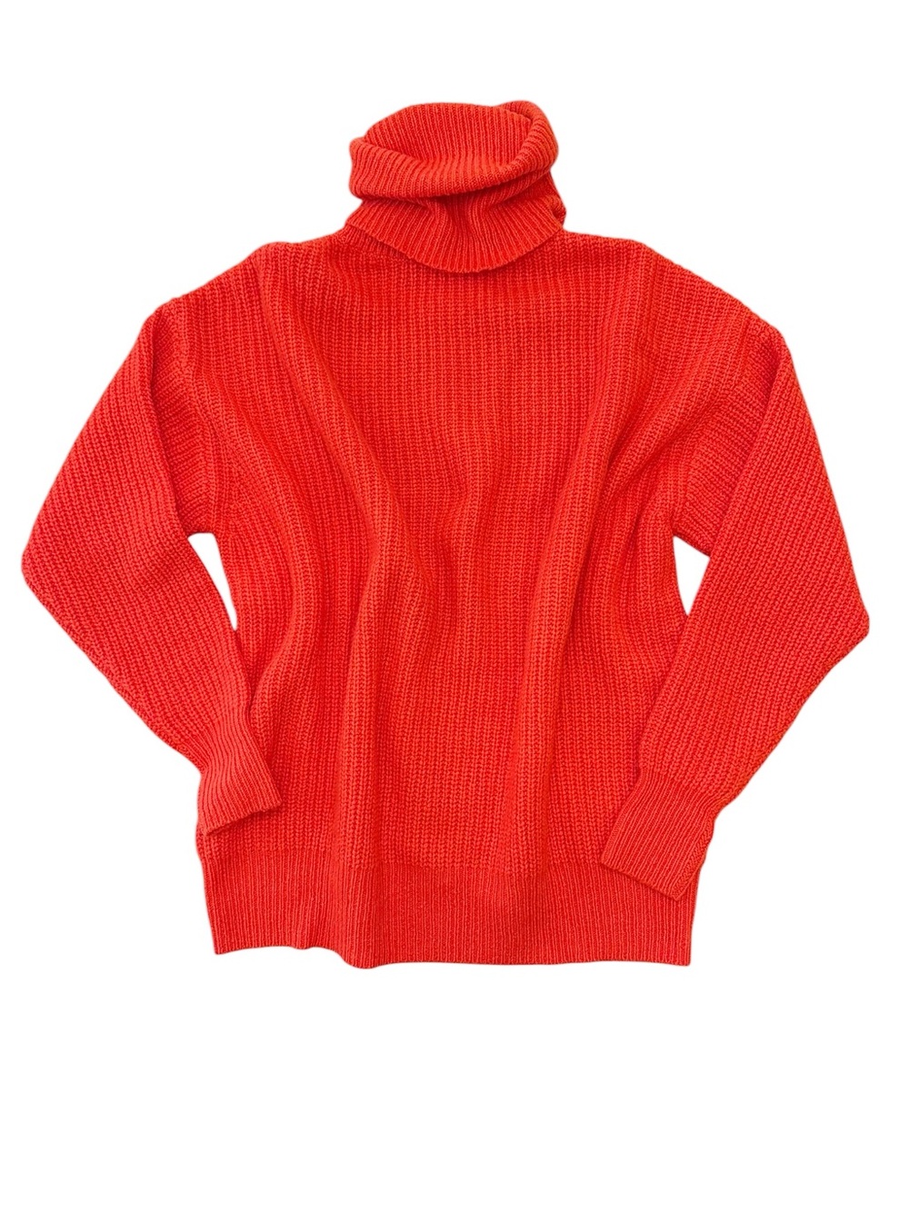 Autumn Cashmere Oversized Turtleneck Sweater Orange Small